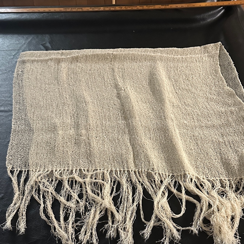 Light Cream Fringe Scarf Wrap - Unbranded